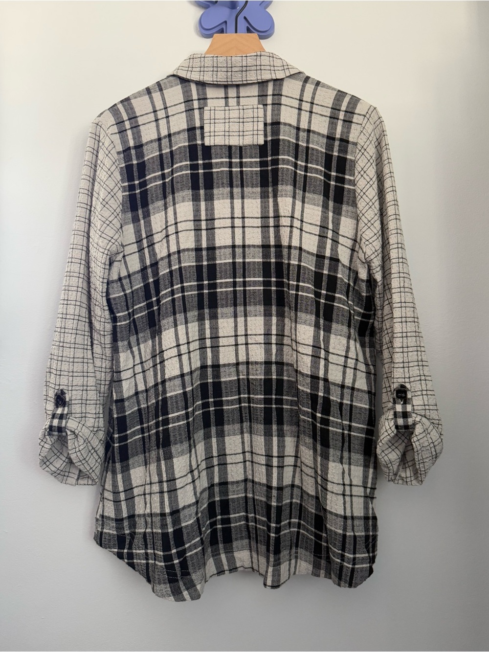 Habitat Medium Grey Black Plaid Checkered Shirt Button Up Fall Relax Lagen - Picture 4 of 5